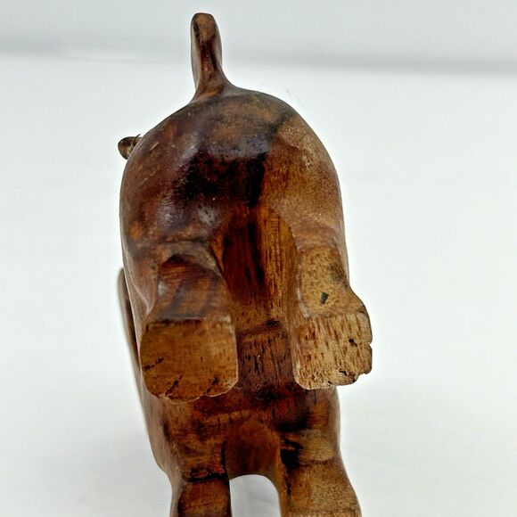Vintage Hand Carved Wooden Dachshund Figurine Collectible Friendly Looking Up - Picture 9 of 11